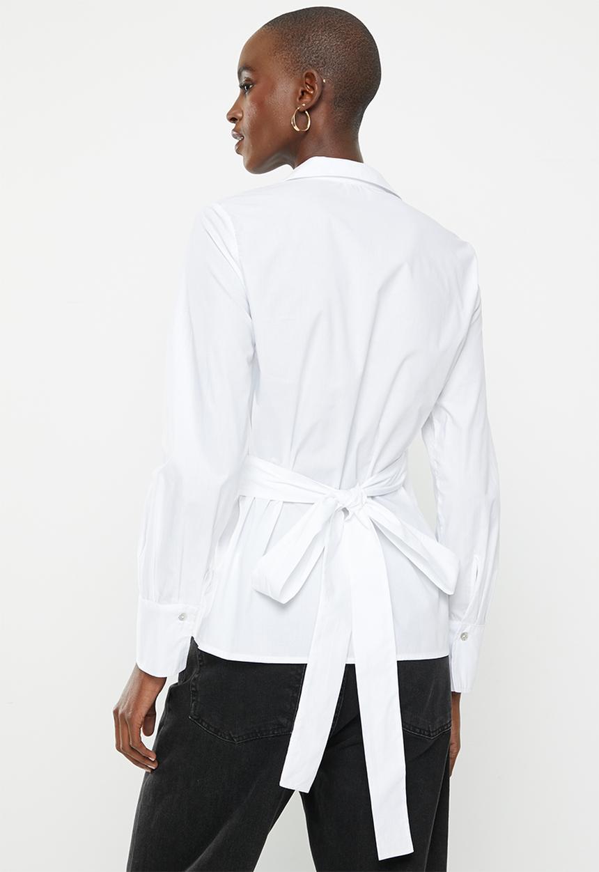 Me&B - Collared wrap shirt - white