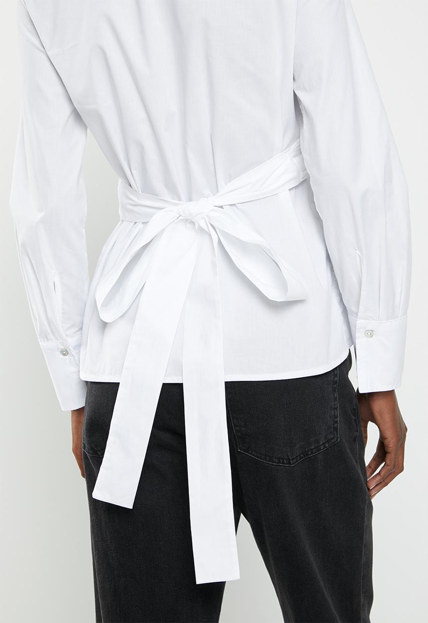 Me&B - Collared wrap shirt - white