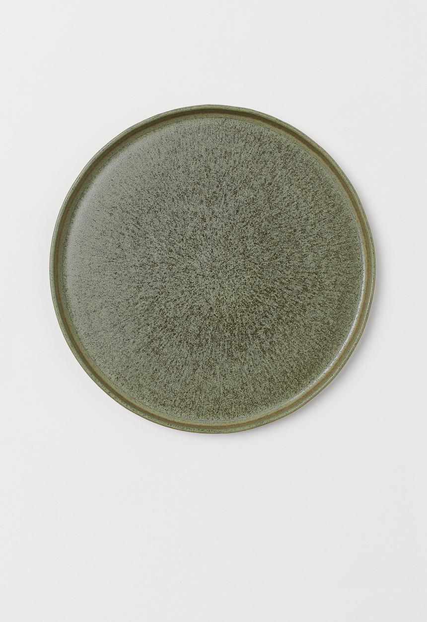 H&M - Large stoneware plate - dark green