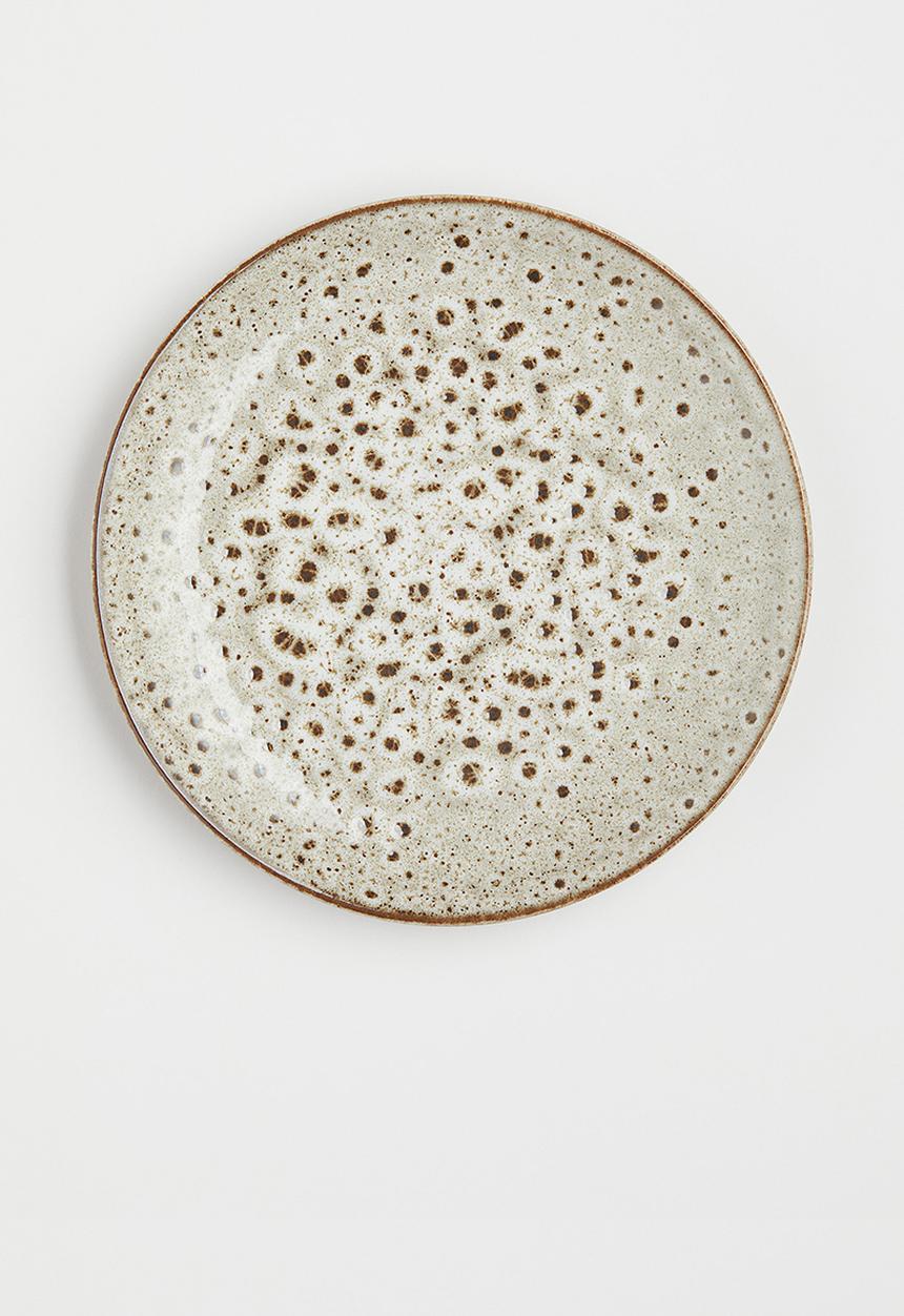 H&M - Stoneware plate - light beige/brown