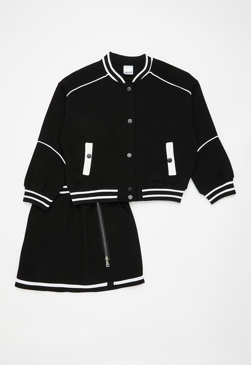 Pop Candy - Baseball jacket & skirt set - black 