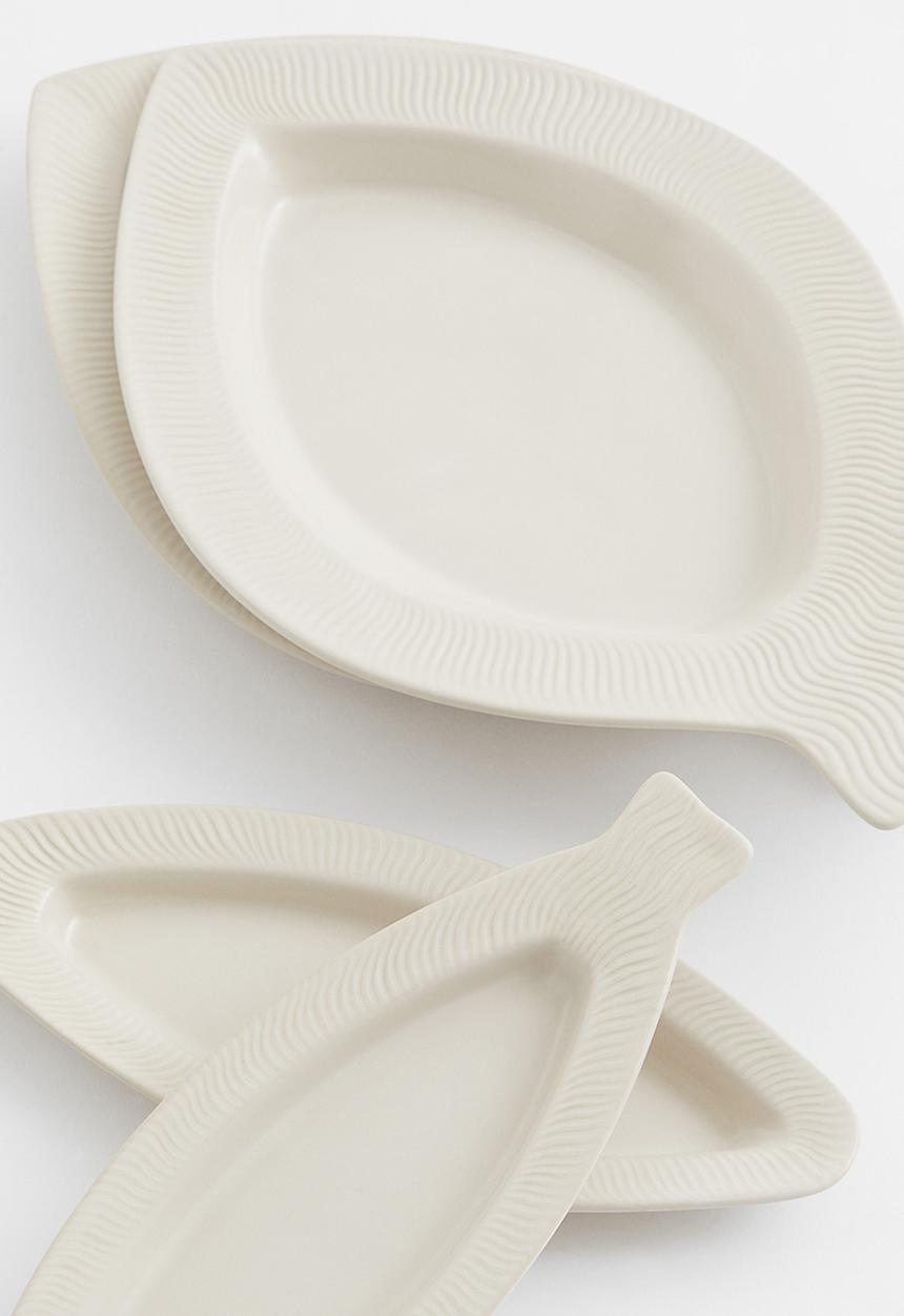 H&M - Stoneware serving plate - natural white