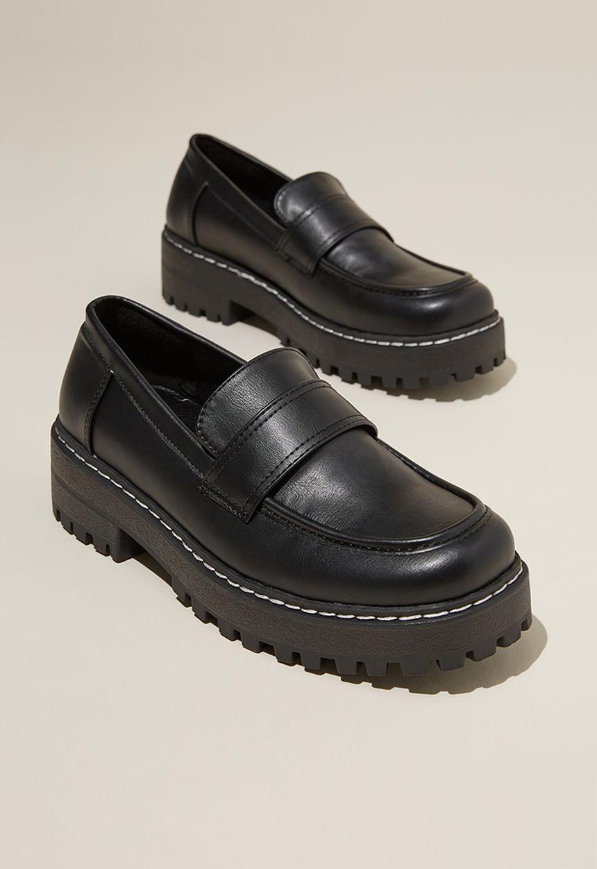 Cotton On - Lauren lug sole loafer - black