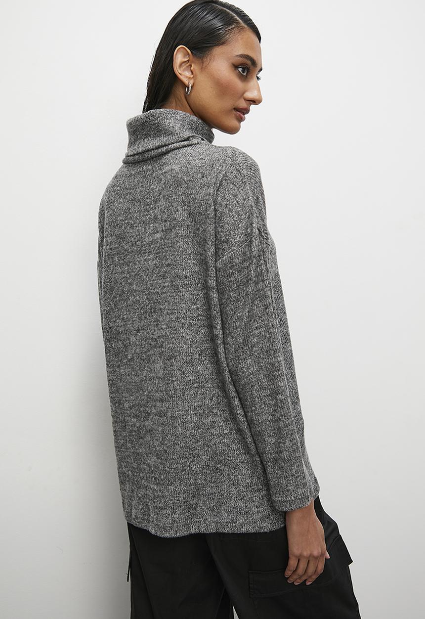 Superbalist - Soft touch oversize polo neck tunic -  grey