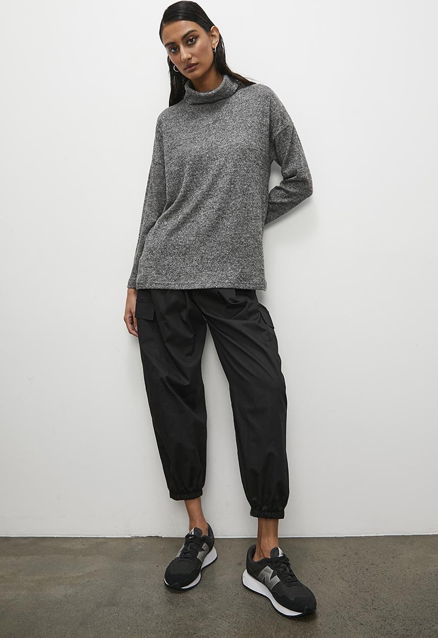 Superbalist - Soft touch oversize polo neck tunic -  grey