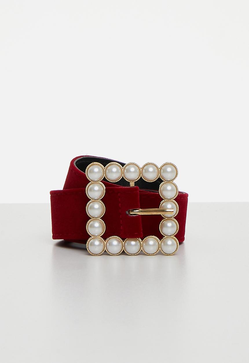 Superbalist - Tessa pearl buckle belt - red