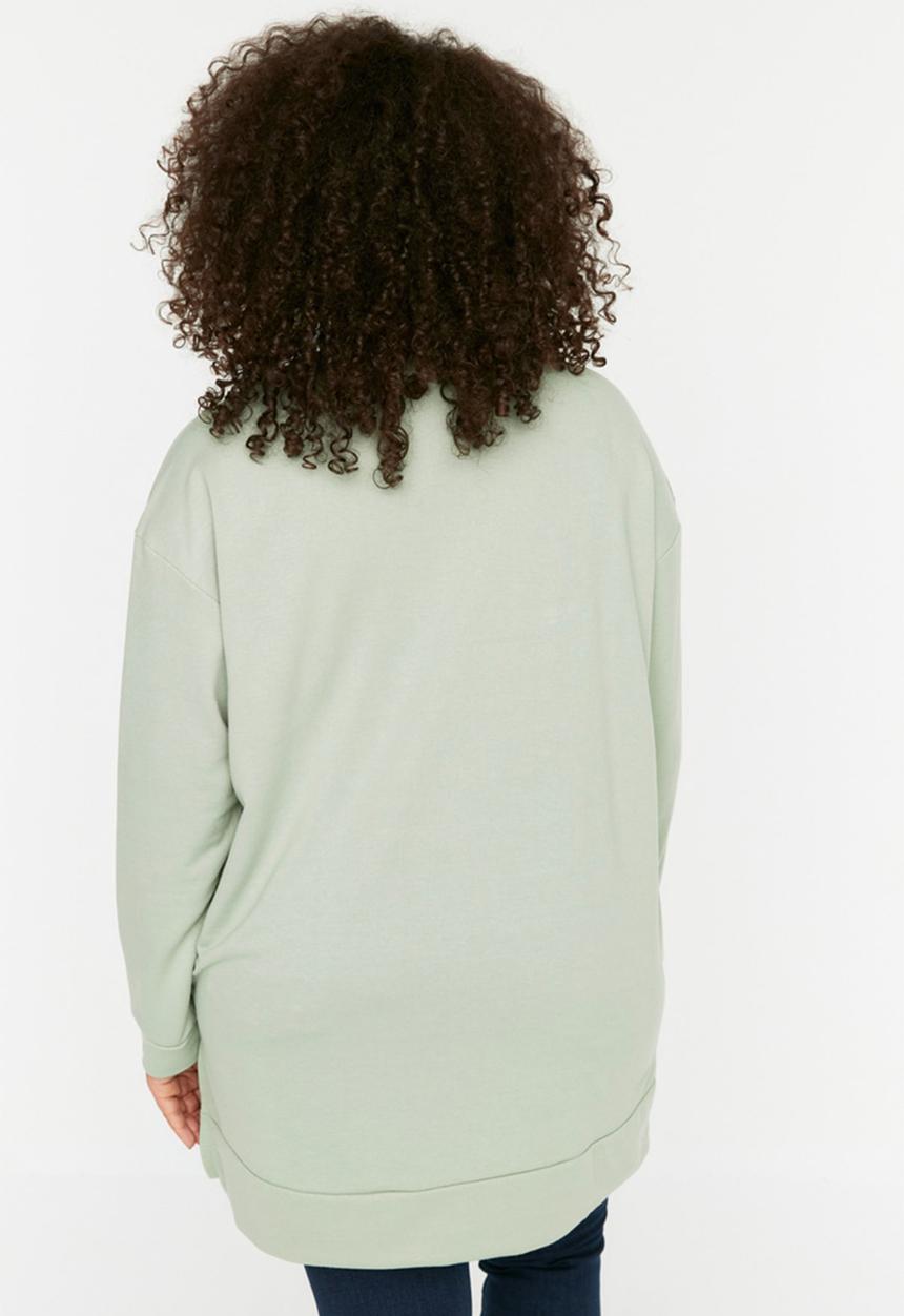 Trendyol - Plus side slit sweatshirt - mint