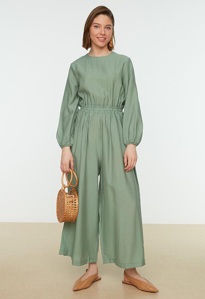 Trendyol - Modest wide leg jumpsuit - khaki