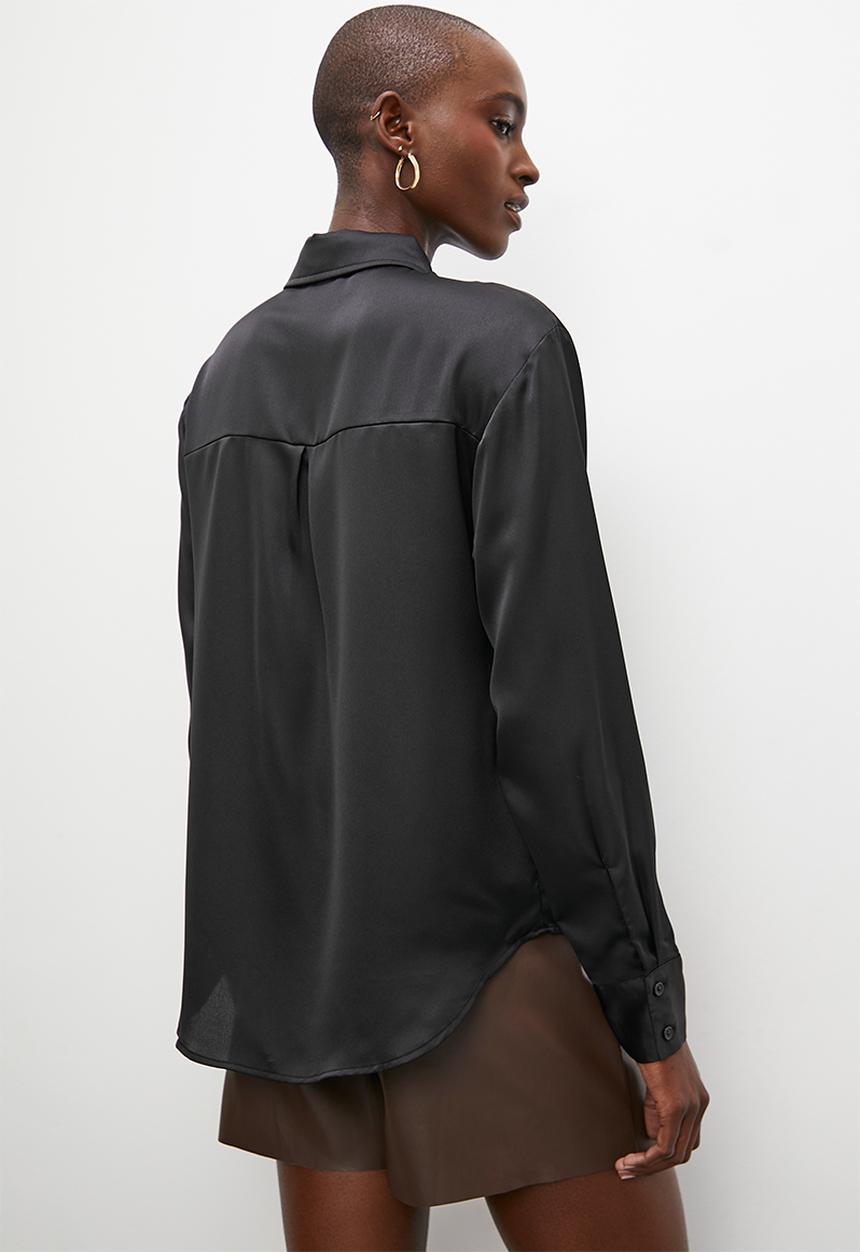 Superbalist - Plain satin shirt - black