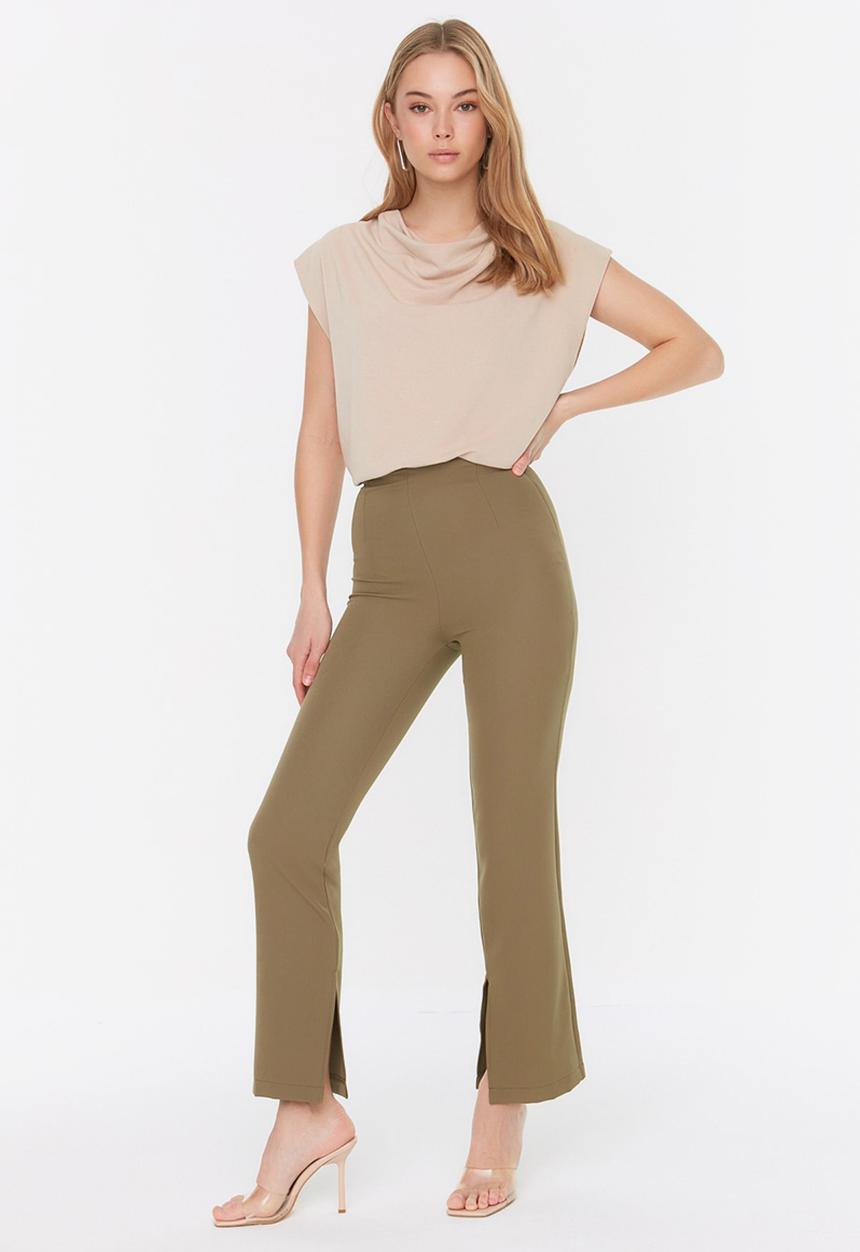 Trendyol - High rise boot cut pants - khaki
