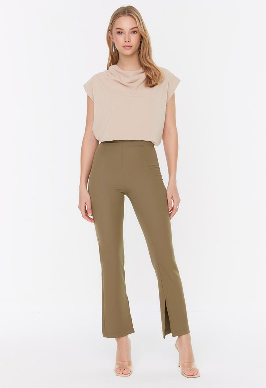 Trendyol - High rise boot cut pants - khaki