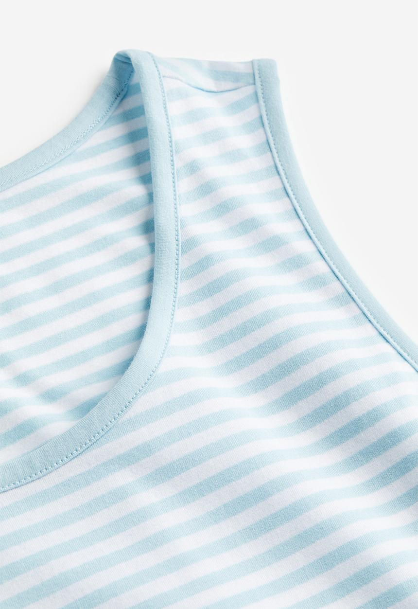 H&M - Cotton jersey vest top - light blue/striped
