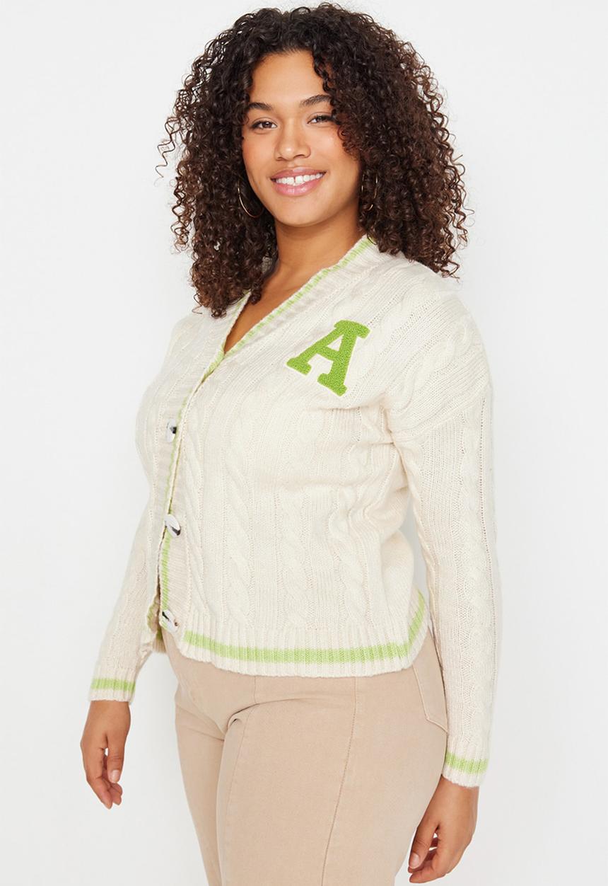 Trendyol - Plus button down knit cardigan - ecru