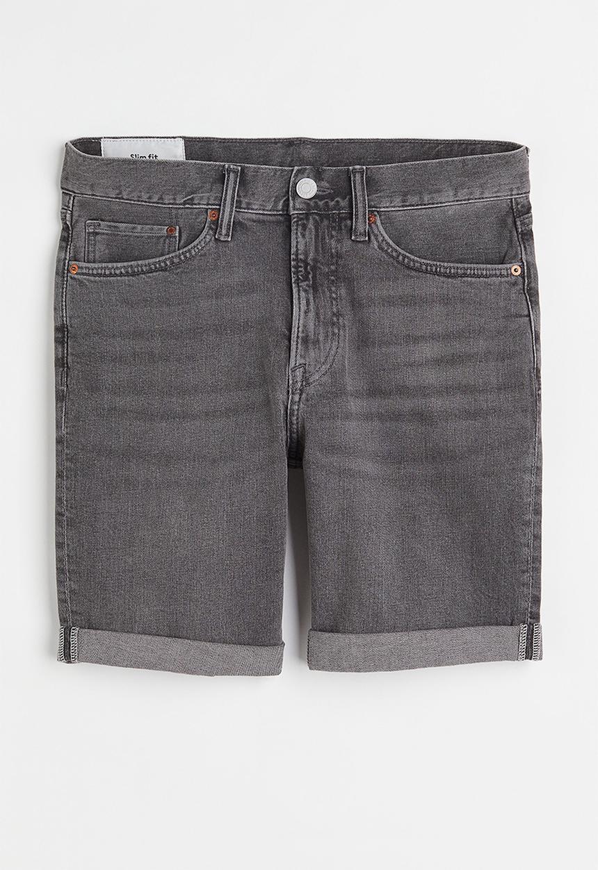H&M - Slim denim shorts - dark denim grey 