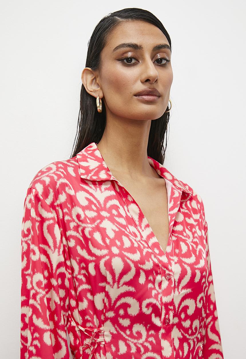 Superbalist - Satin mini shirt dress - pink interior floral