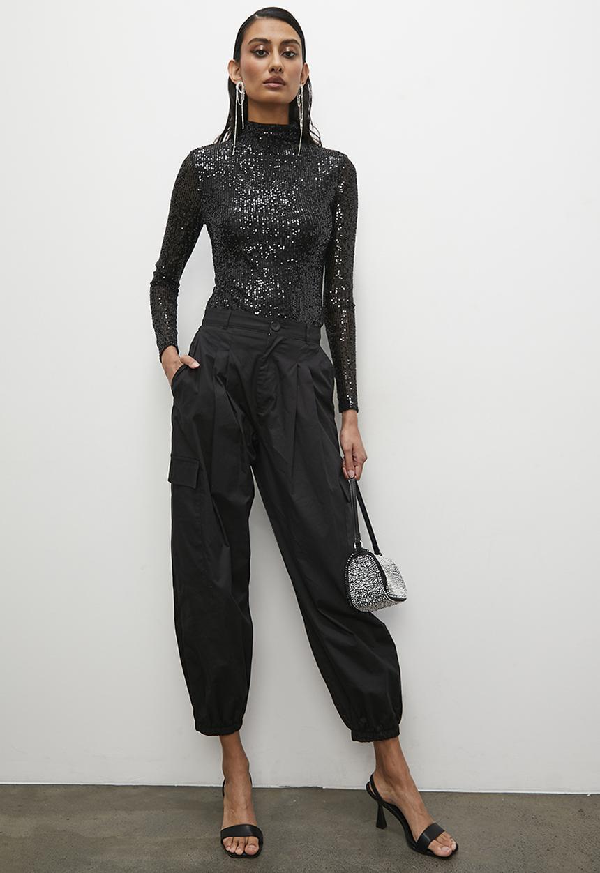 Superbalist - Metallic sequence turtle bodysuit - black