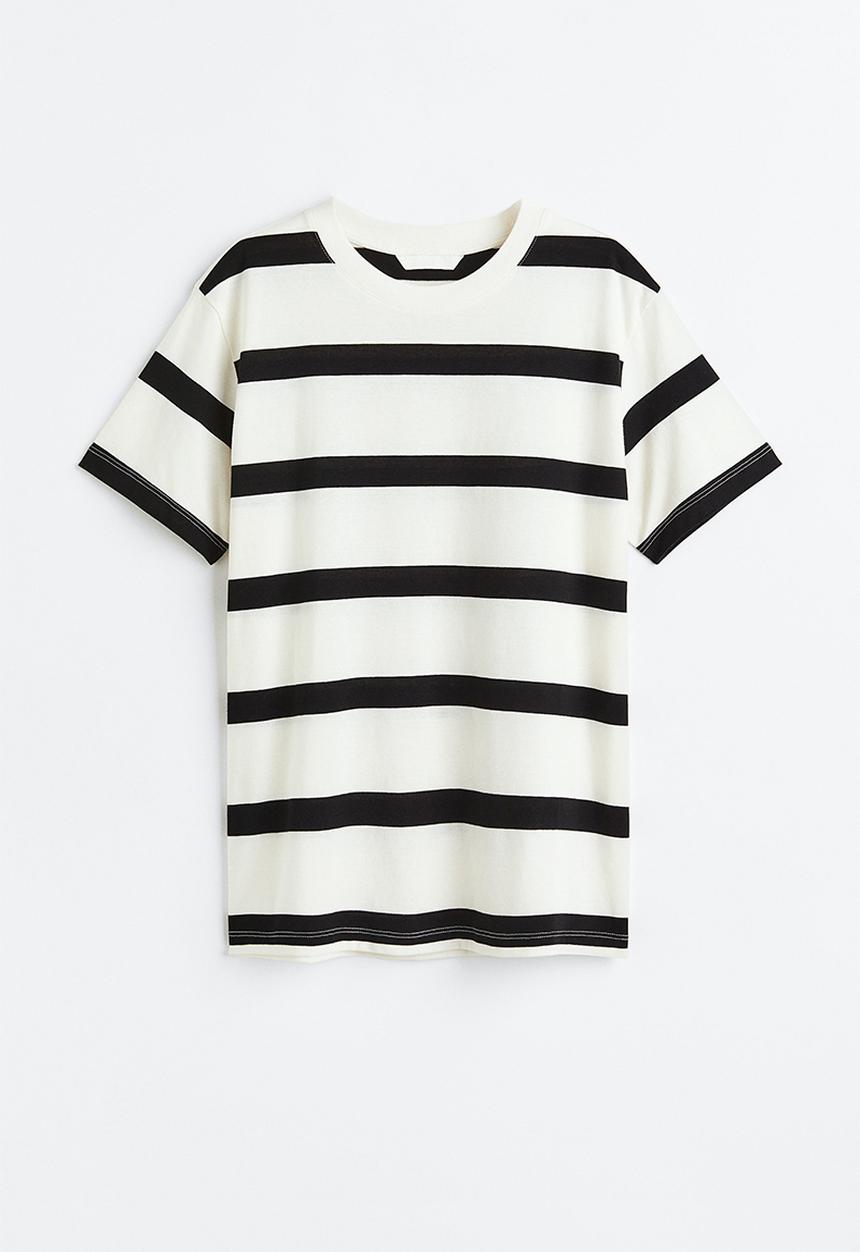 H&M - Cotton T-shirt - white/black striped