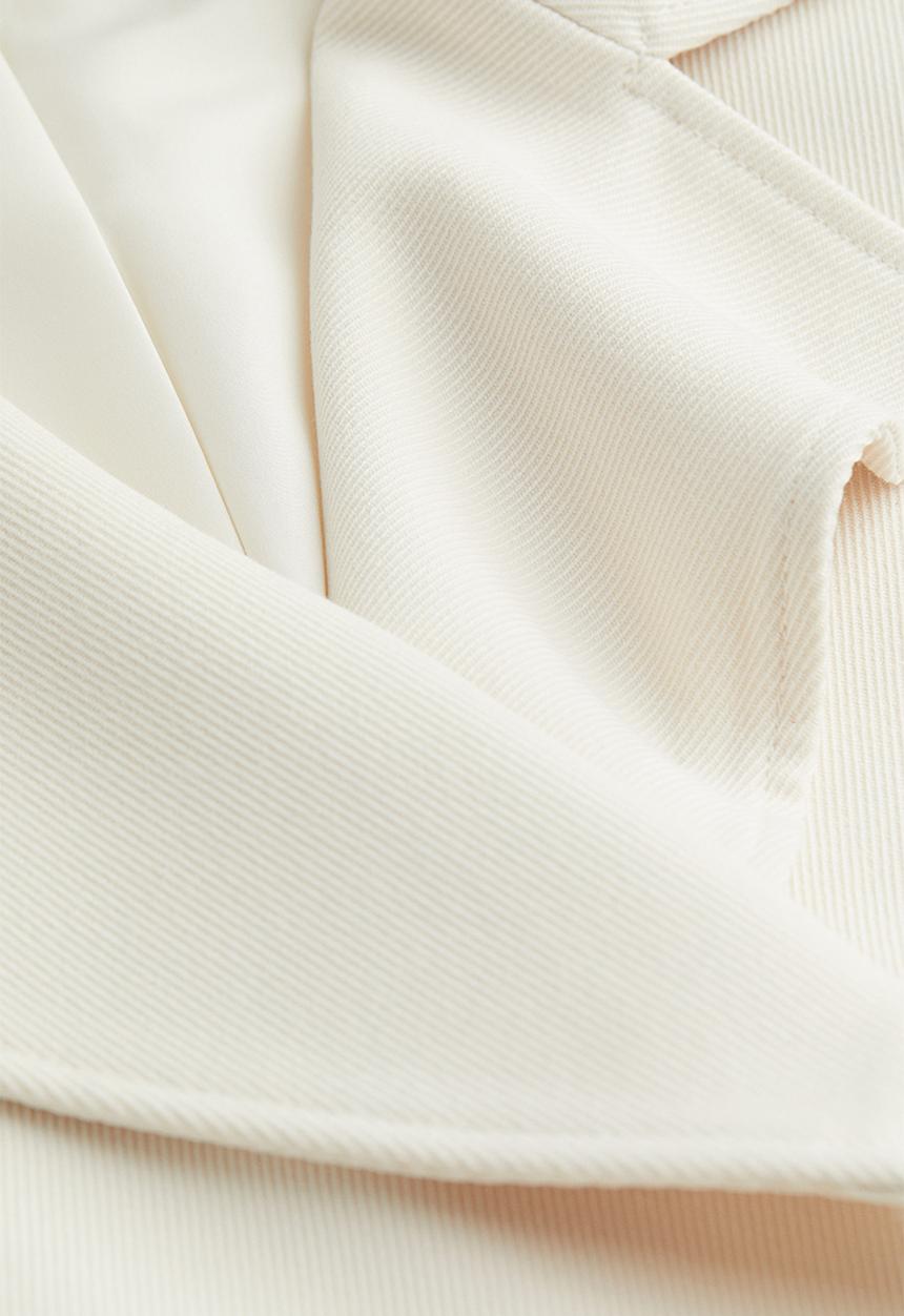 H&M - Tie-belt twill coat - cream