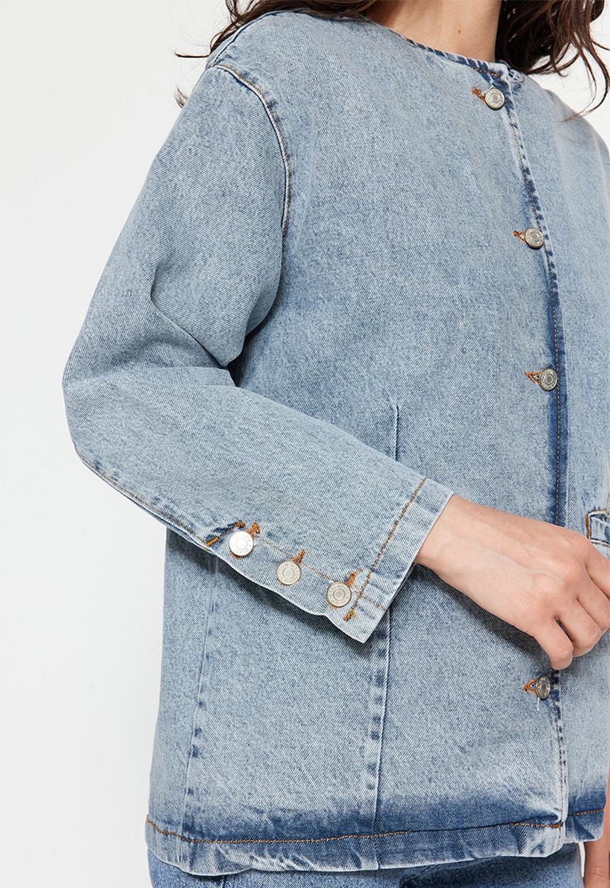Trendyol - Modest oversized biker jacket - blue