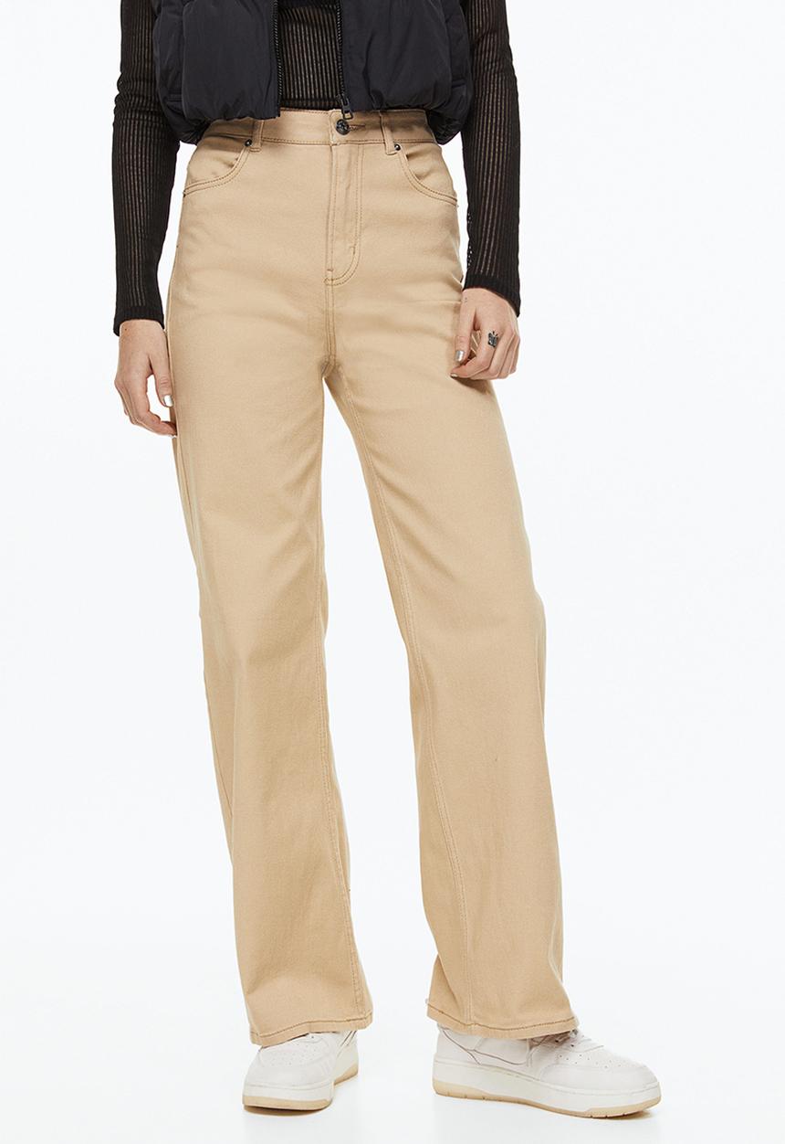H&M - Wide twill trousers - beige
