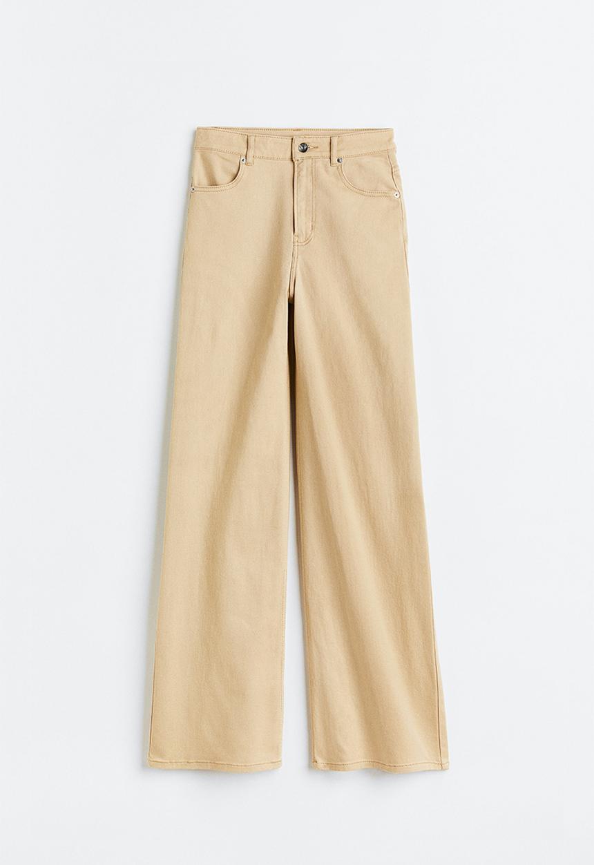 H&M - Wide twill trousers - beige