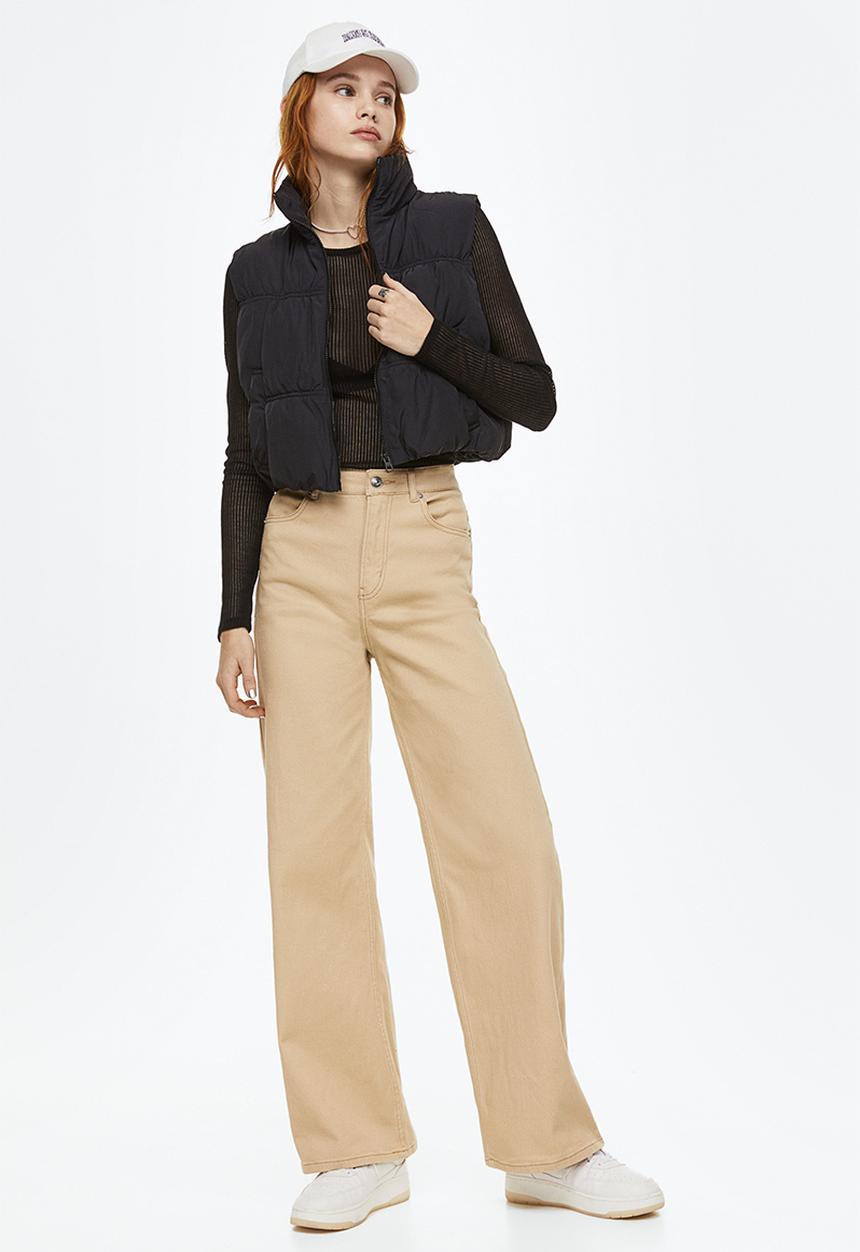 H&M - Wide twill trousers - beige
