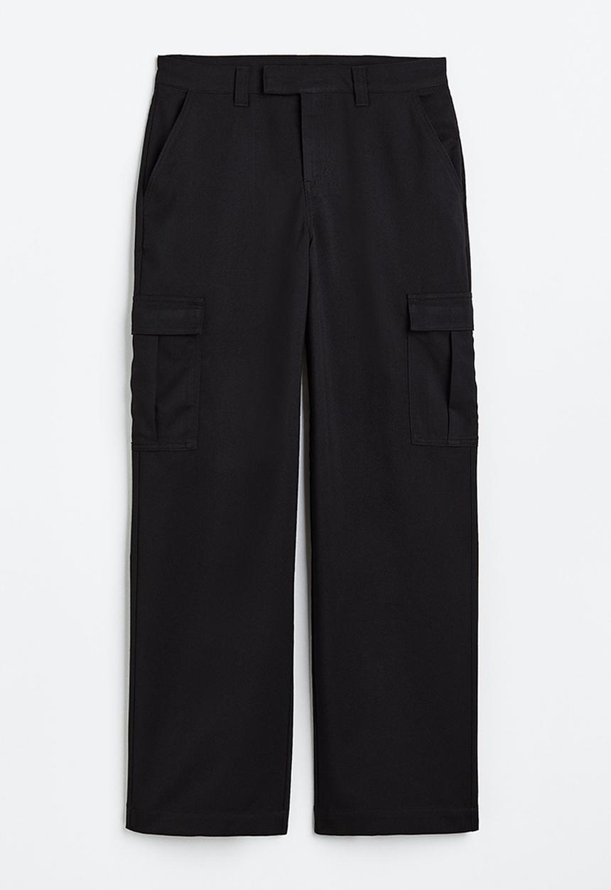 H&M - Straight cargo trousers - black