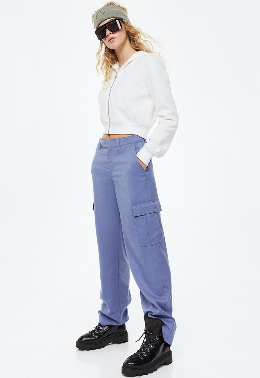 H&M - Straight cargo trousers - pigeon blue