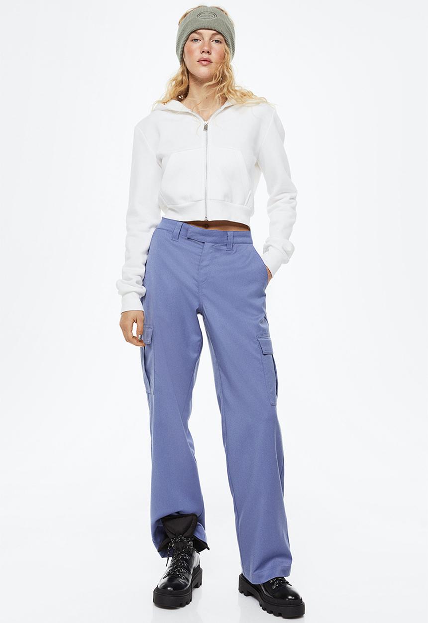 H&M - Straight cargo trousers - pigeon blue
