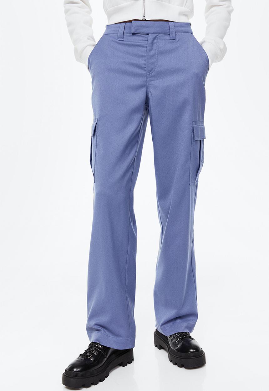 H&M - Straight cargo trousers - pigeon blue