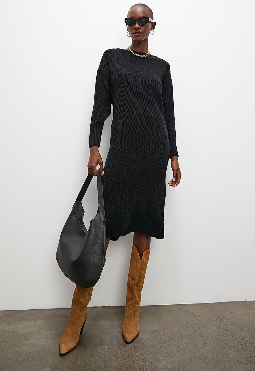 Superbalist - Balloon sleeve dolman knitwear dress - black