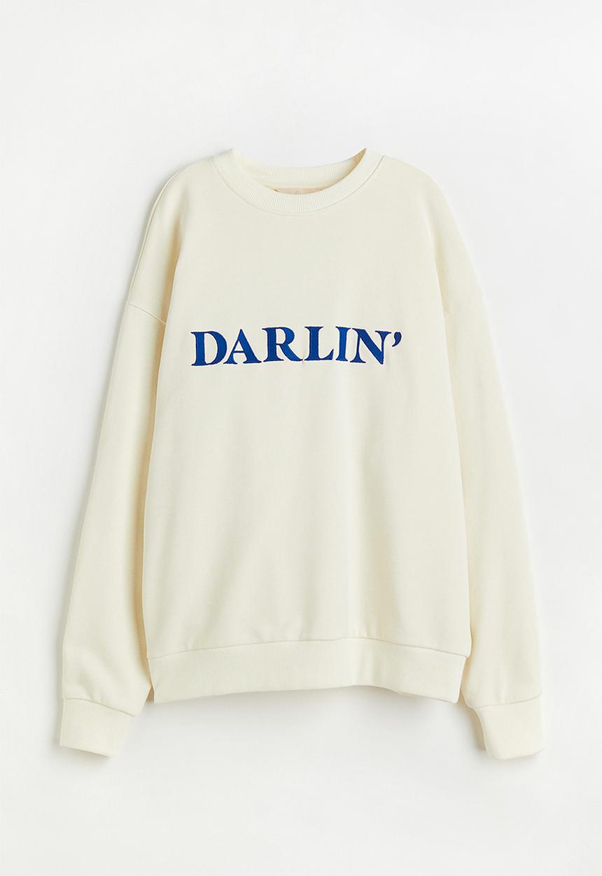 H&M - Embroidered sweatshirt - cream/darlin'