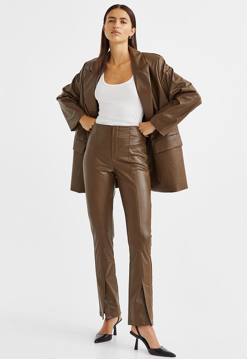 H&M - Slit-hem trousers - brown