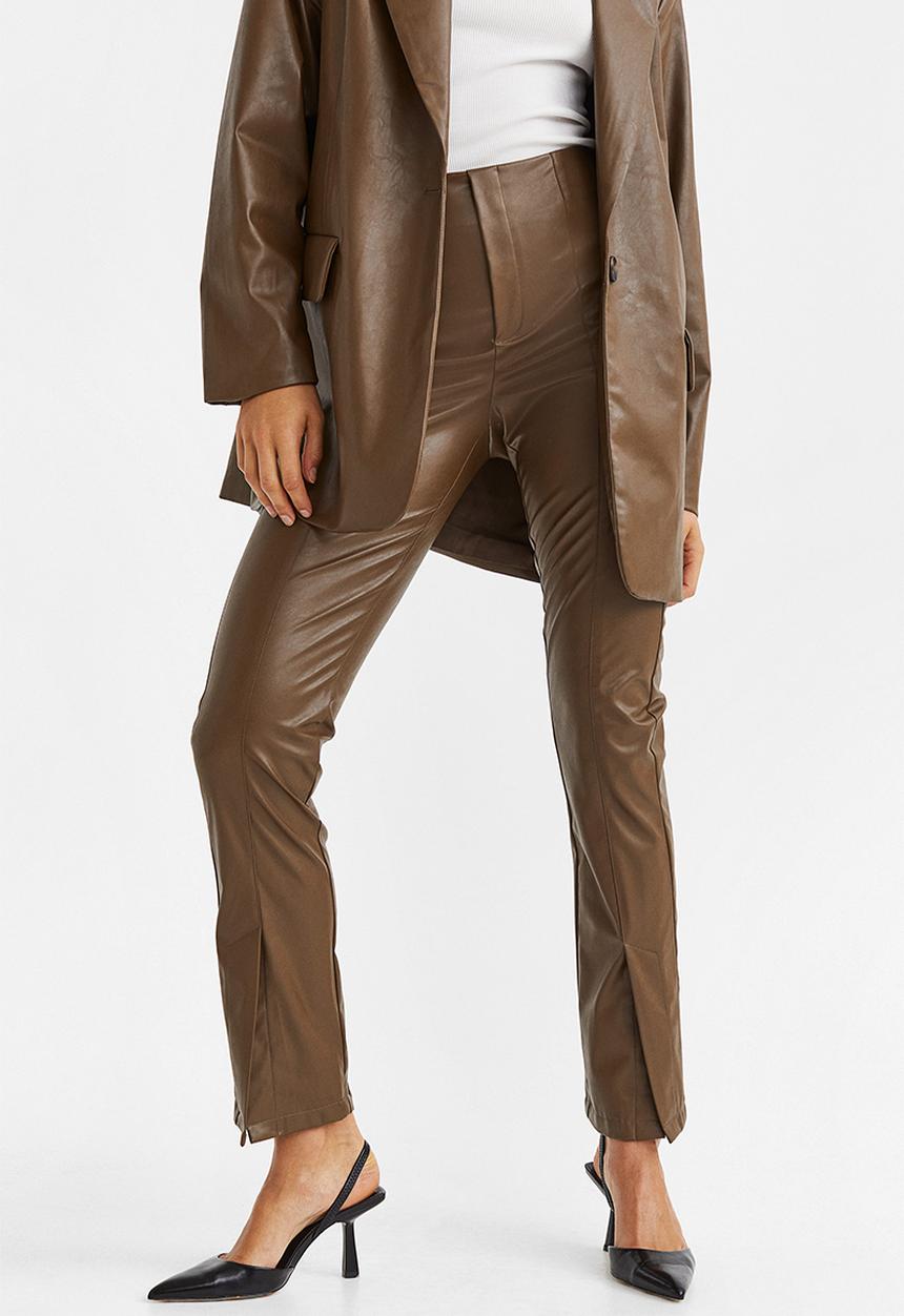 H&M - Slit-hem trousers - brown