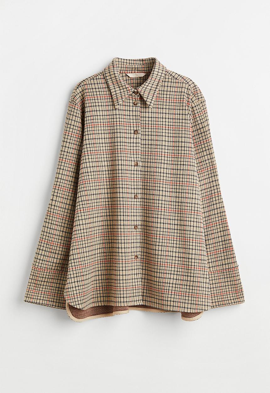 H&M - Oversized shirt - beige/checked