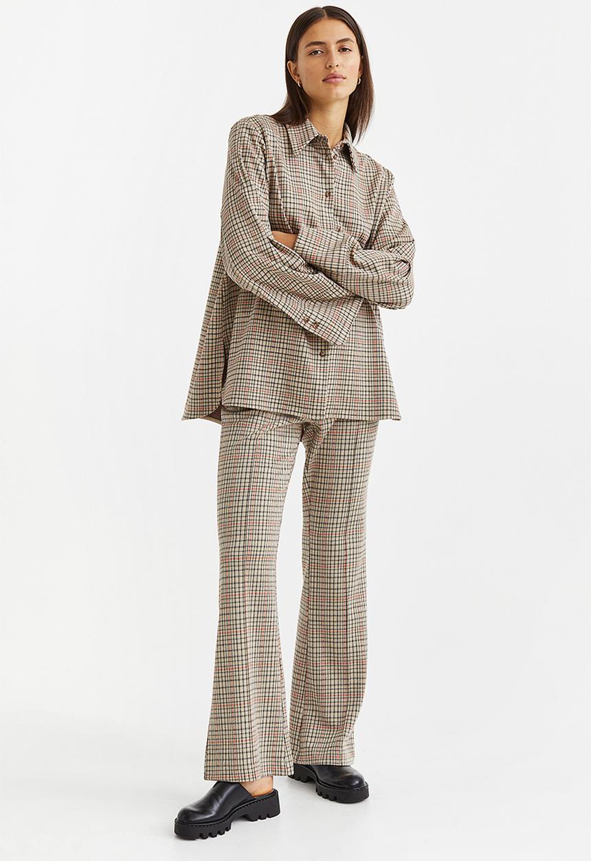 H&M - Oversized shirt - beige/checked