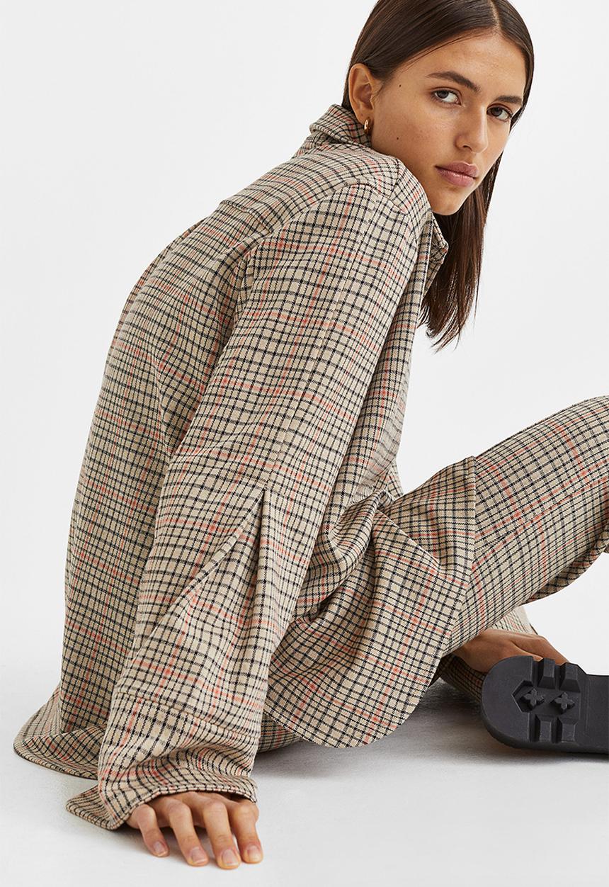 H&M - Oversized shirt - beige/checked