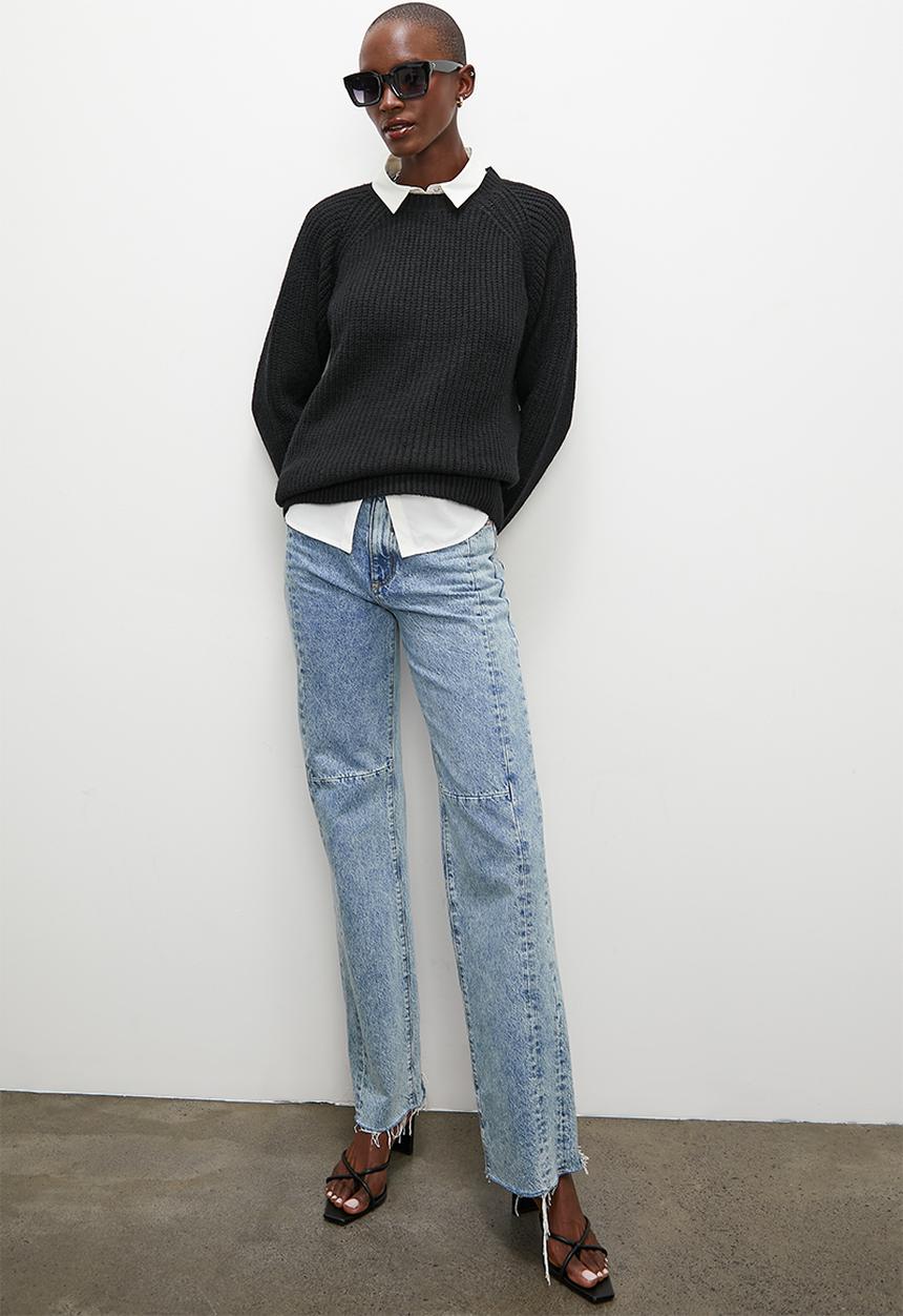 Superbalist - Rib diversion crew neck - black