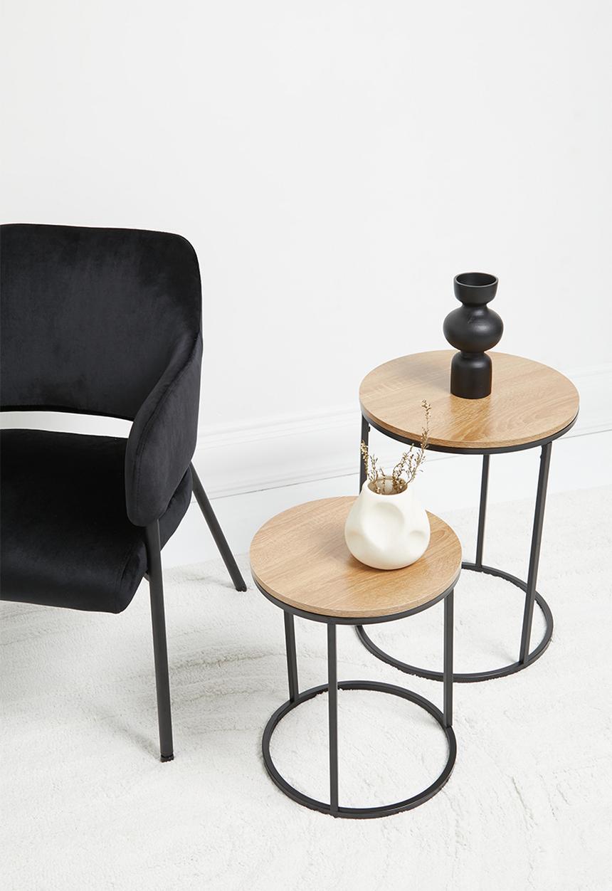 H&S - Lyra nested side tables - natural & black