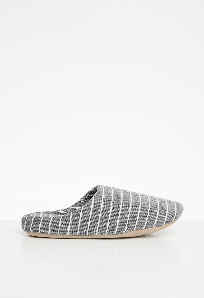 Pop Candy - Striped slippers - grey & white
