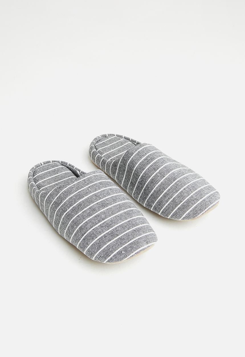 Pop Candy - Striped slippers - grey & white