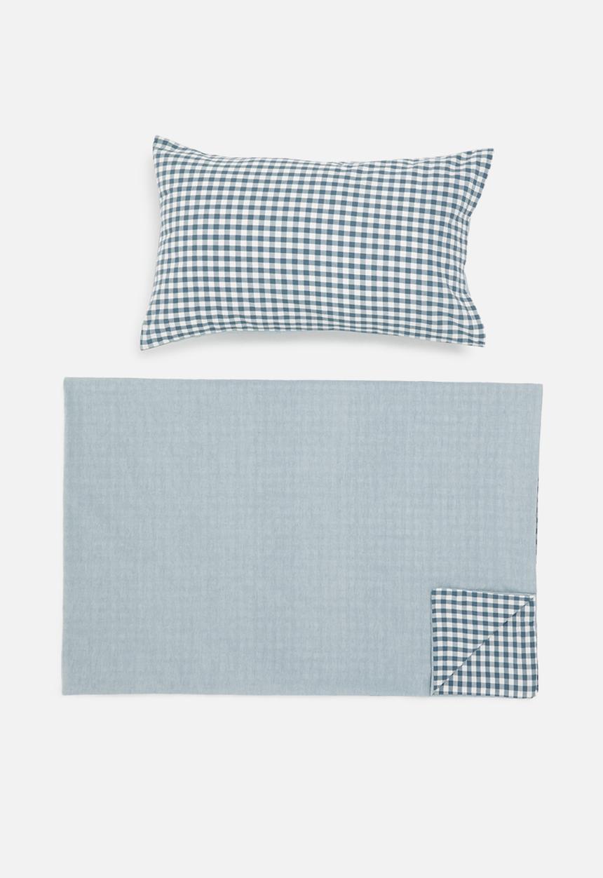 Phlo Studio - Washed cotton duvet cover set - blue check