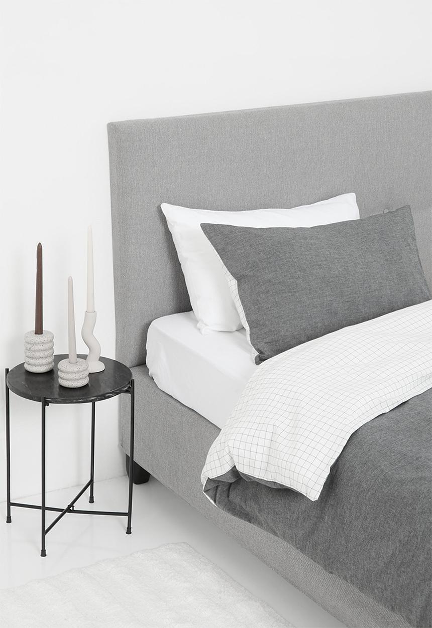 Phlo Studio - Washed cotton duvet cover set - charcoal grid