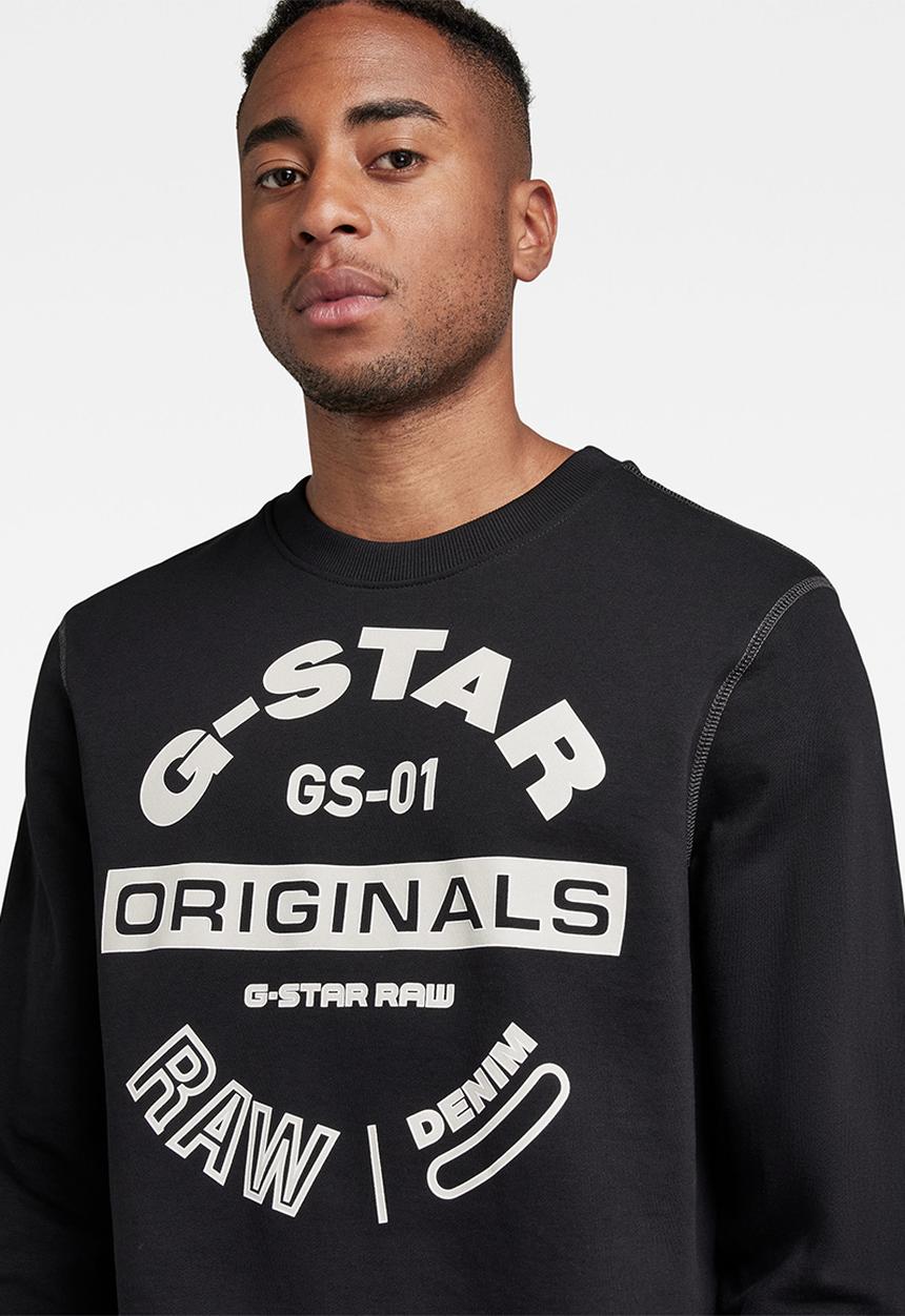 G-STAR - Originals logo gr r sw long sleeve - black