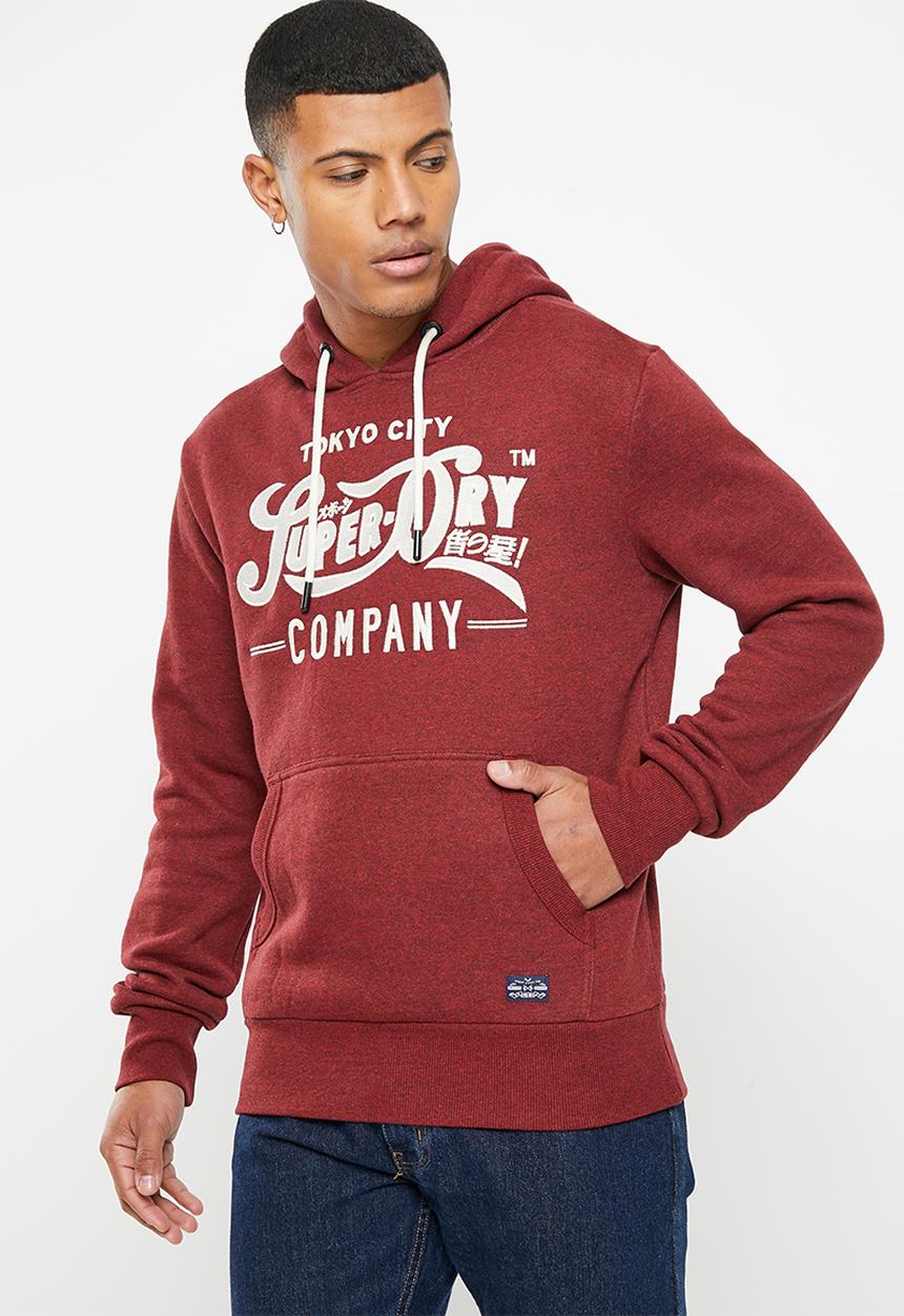 Superdry. - Rw classics applique hood - rich red grif