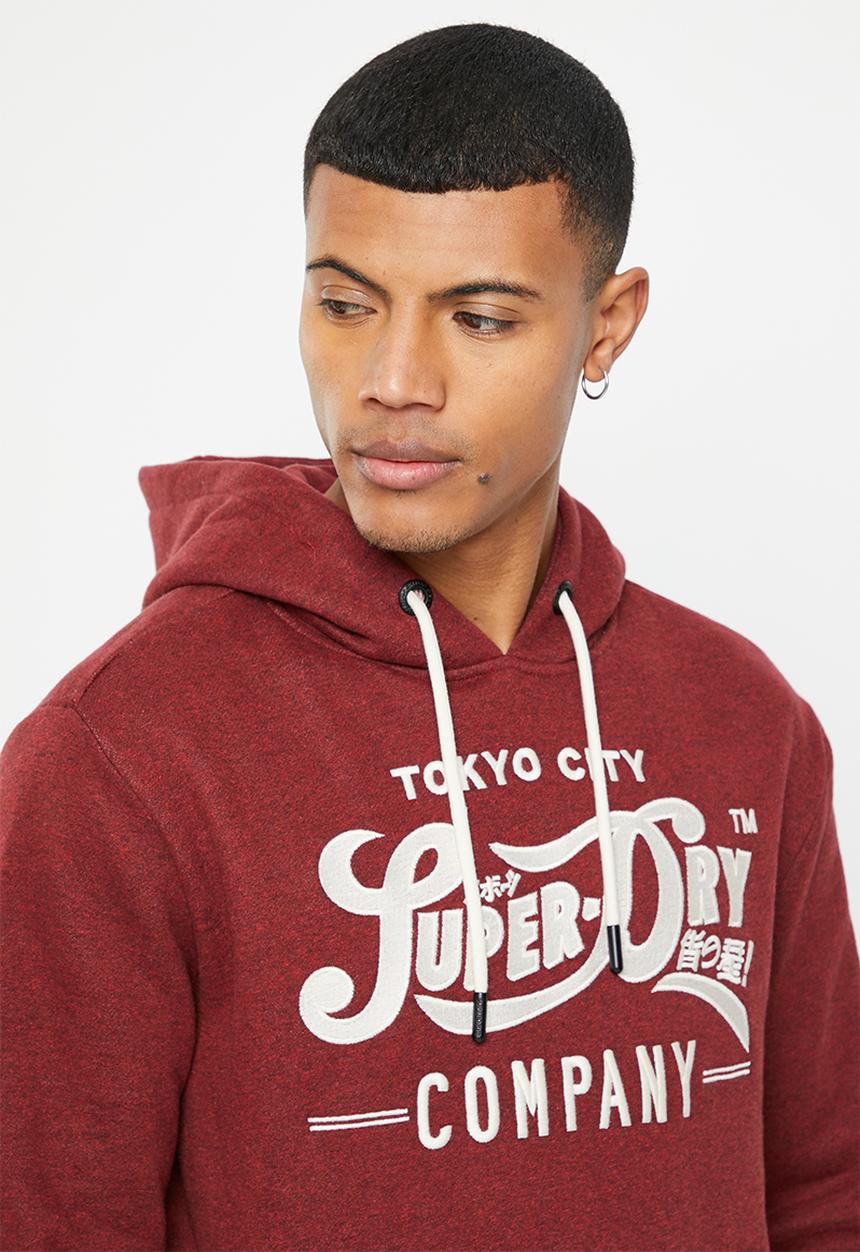 Superdry. - Rw classics applique hood - rich red grif