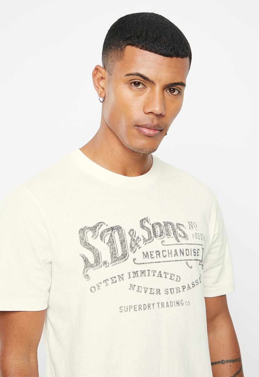 Superdry. - Vintage script workwear tee - chalk