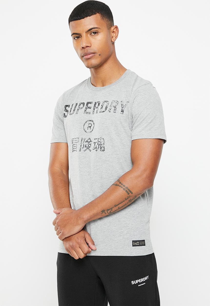 Superdry. - Vintage corp logo tee - grey marl