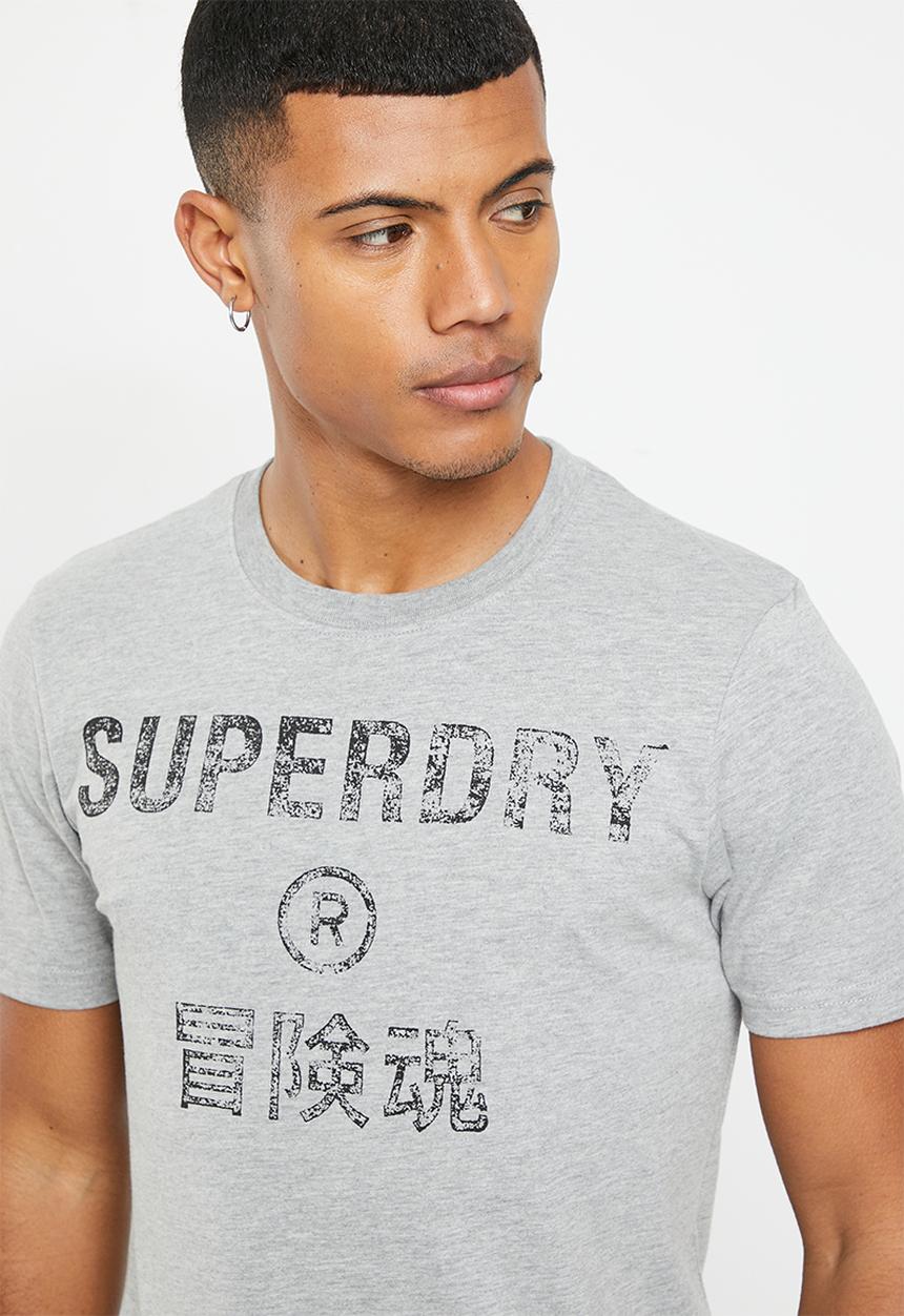 Superdry. - Vintage corp logo tee - grey marl