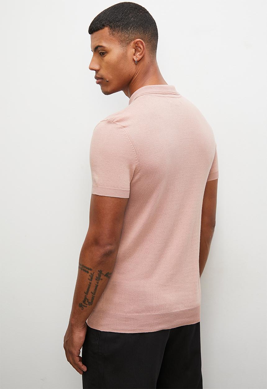 Superbalist - Slim fit zip s/s knit golfer - blush